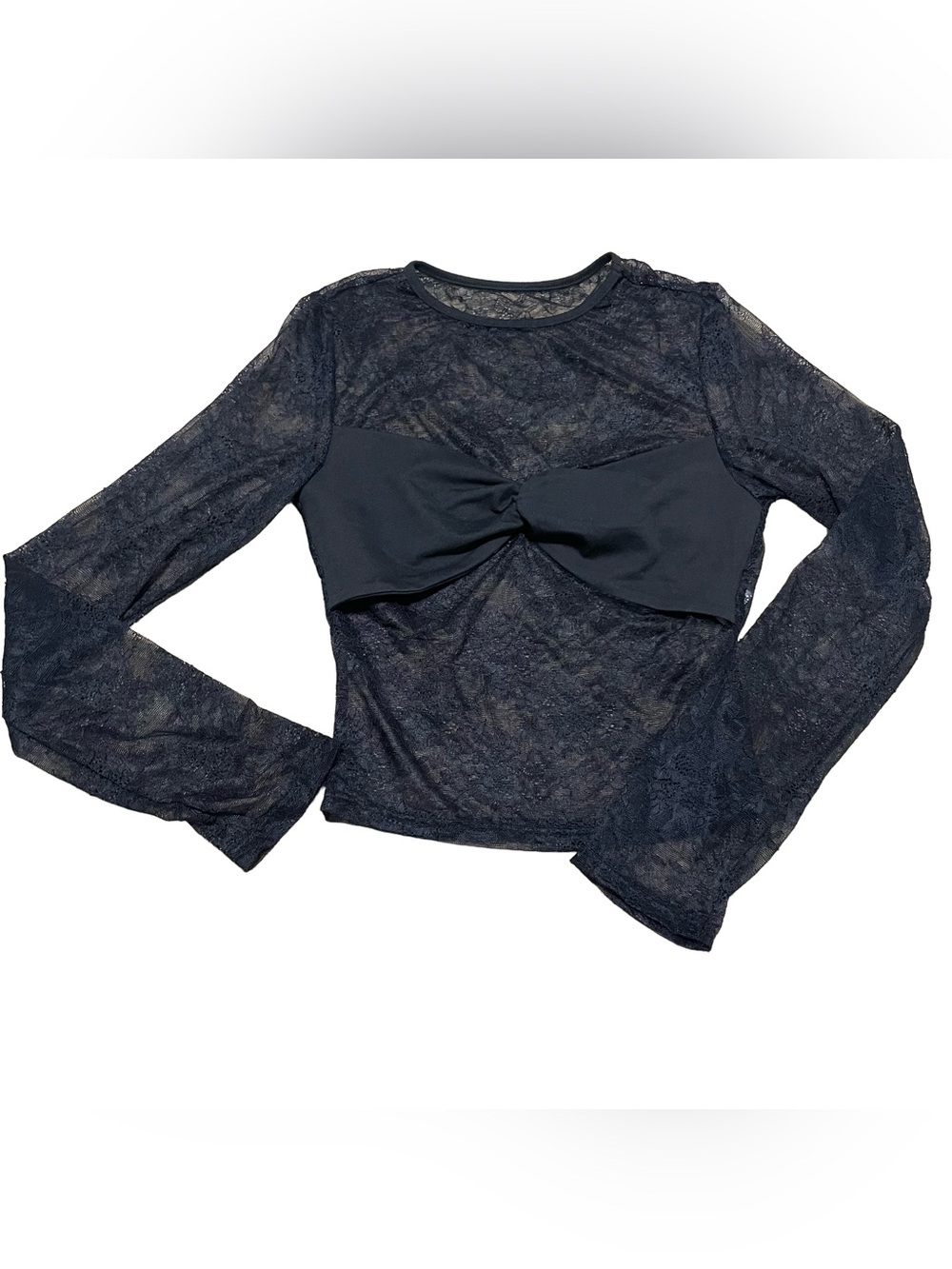 Black Lace Long Sleeve Top with black bandeau covering